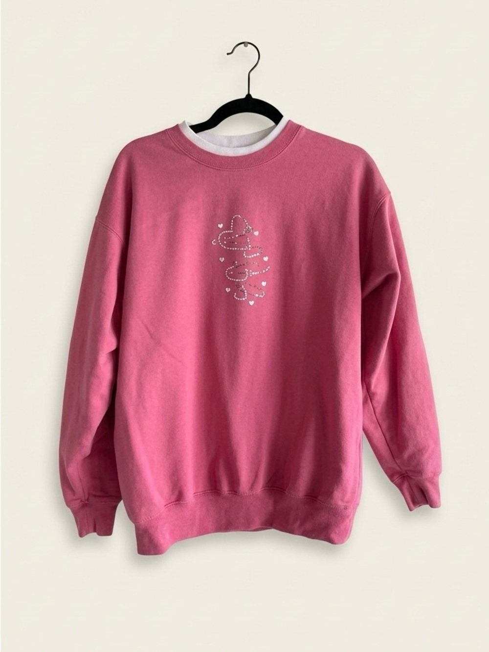 Vintage grandma sweatshirt with a double collar and embroidered heart design XL